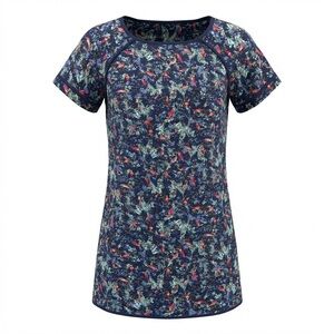 Monk & Lou Tropical Navy Floral Mini Dress Short Sleeve Size XS Resort Relaxed